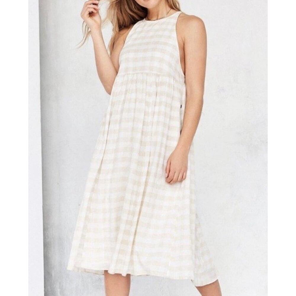 Kimchi Blue Urban Outfitters Plaid Midi Dress XS Cottagecore Boho Sundress NWT